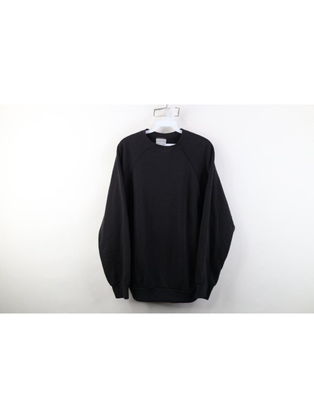Vtg 70s 80s Streetwear Mens XL Faded Blank Raglan Crewneck Sweatshirt Black USA